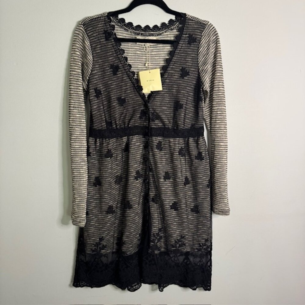 Anthropologie a'reve Lane Overlay Long Sleeve Dress / Cardigan Size Medium NEW!!